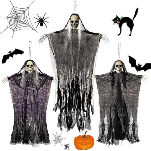 3PCS Halloween Skeleton Ghosts Decorations, Hanging Grim Reapers, Decorations - Picture 7 of 7